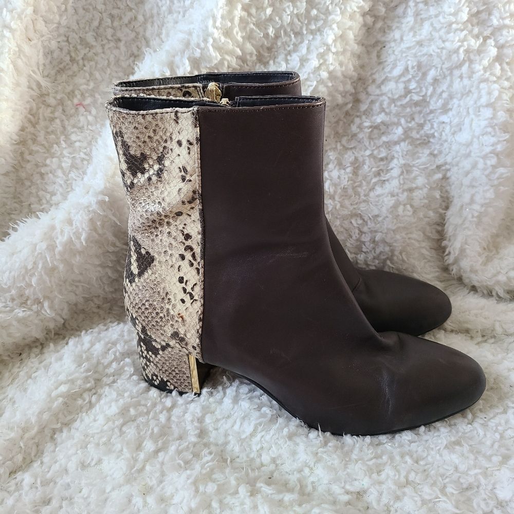 Judith Ripka Valerie‎ Snakeskin Print Color Block Leather Boots